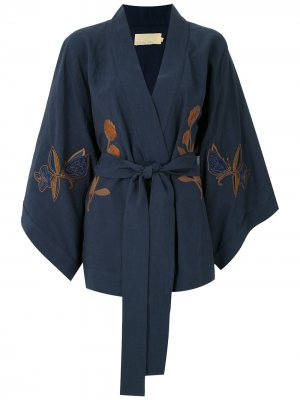 LE SOLEIL DETE кимоно Valerie с вышивкой D'ETE. Цвет: синий