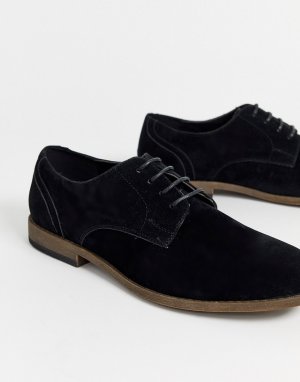 Черные туфли дерби из искусственной замши -Черный New Look