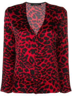 Рубашка с V-образным вырезом и леопардовым принтом Federica Tosi. Цвет: красный