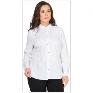 Блузка-рубашка женская белая классическая офисная с длинными рукавами plus size (большие размеры) OLS. Цвет: белый