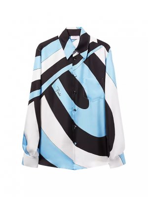 Шелковая блузка оверсайз с принтом , цвет nero azzurro Pucci