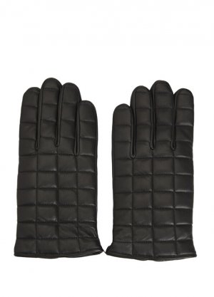 Черные стеганые мужские кожаные перчатки AGNELLE
