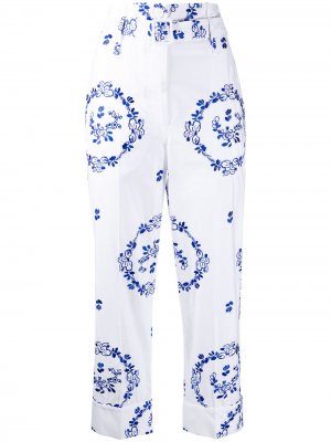 Укороченные брюки с цветочной вышивкой Simone Rocha. Цвет: белый