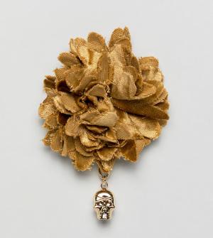 Булавка на лацкан в виде большого бархатного цветка Noose & Monkey. Цвет: золотой