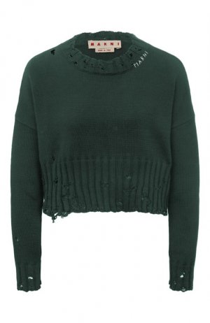 Хлопковый свитер Marni. Цвет: зелёный