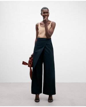 Женские асимметричные широкие брюки-палаццо из 100% хлопка , черный Adolfo Dominguez. Цвет: черный