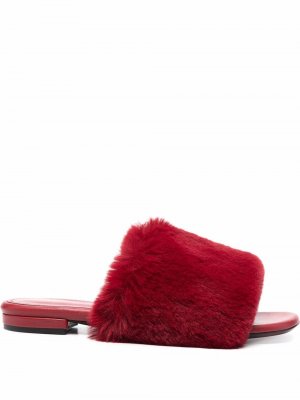 Faux-fur open-toe slippers Giuliano Galiano. Цвет: красный
