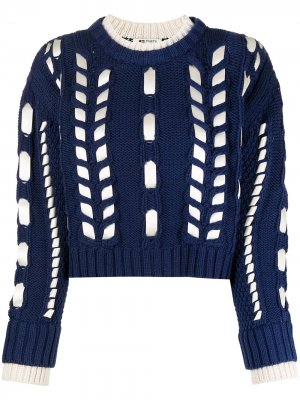 Woven cotton-cashmere cropped jumper Ports 1961. Цвет: синий