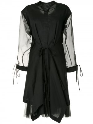 Платье-рубашка с драпировкой Shanshan Ruan. Цвет: черный