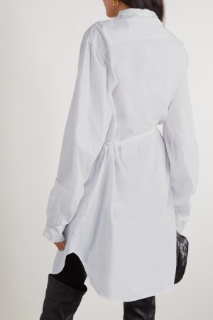 ANN DEMEULEMEESTER Рубашка из хлопкового поплина с поясом, белый