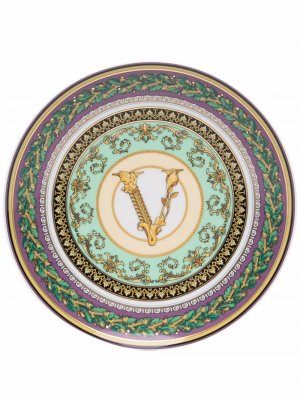 Тарелка с узором Barocco Mosaic Versace. Цвет: зеленый