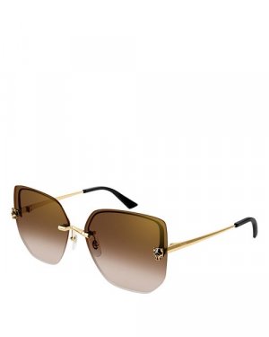 Panthere Квадратные солнцезащитные очки Light с поцвет Gold 24 карата, 63 мм , цвет Cartier