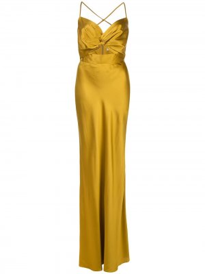 Длинное платье Twist Michelle Mason. Цвет: желтый