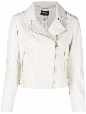 Off-centre zip biker jacket LIU JO. Цвет: белый