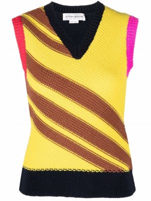 Striped-knit vest top Victoria Beckham. Цвет: желтый