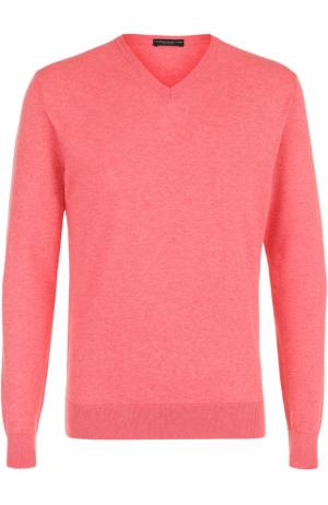 Хлопковый пуловер тонкой вязки TSUM Collection. Цвет: коралловый