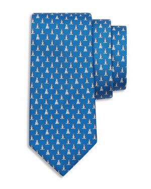 Классический шелковый галстук с принтом собаки , цвет Blue Ferragamo