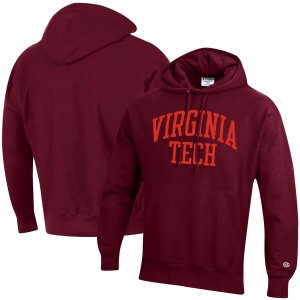 Мужской бордовый пуловер с капюшоном Virginia Tech Hokies Team Arch обратного переплетения Champion
