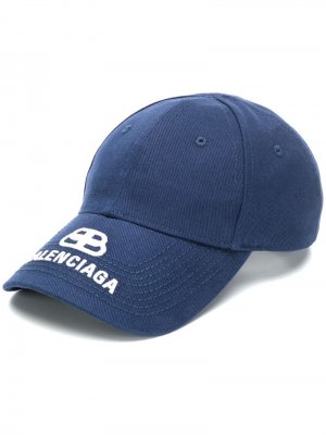Бейсбольная кепка с вышитым логотипом BB Balenciaga. Цвет: синий