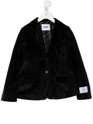 Бархатный пиджак Msgm Kids. Цвет: черный