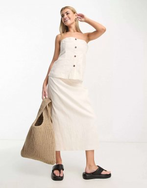 Кремовая льняная юбка мидакси Abercrombie & Fitch