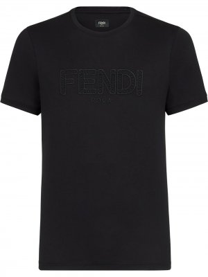 Футболка с вышитым логотипом Fendi. Цвет: черный