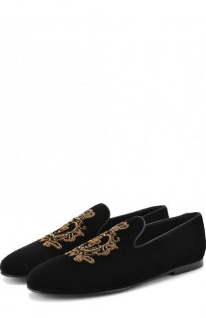 Текстильные слиперы Young Pope с вышивкой Dolce & Gabbana. Цвет: черный