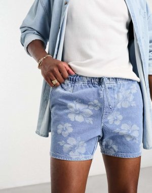 Укороченные джинсовые шорты с цветочным принтом ASOS DESIGN
