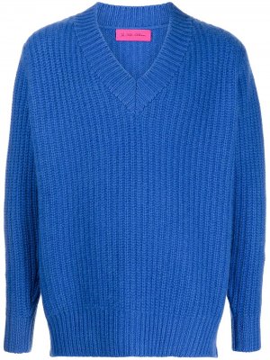 Пуловер с V-образным вырезом The Elder Statesman. Цвет: синий