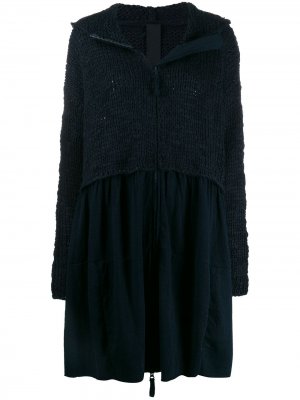 Вязаное пальто-кардиган с капюшоном Rundholz Black Label. Цвет: синий