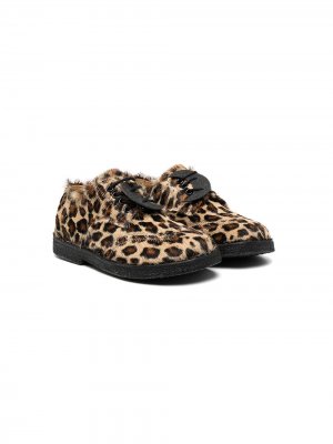 Туфли на шнуровке с леопардовым принтом ZECCHINO D’ORO KIDS. Цвет: коричневый