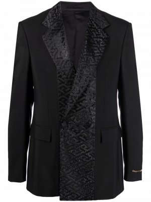 Двубортный пиджак с декором La Greca Versace. Цвет: черный