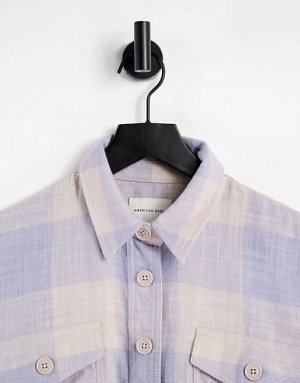 Фиолетовая укороченная рубашка в клетку American Eagle