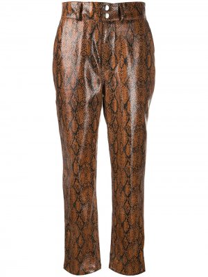Фактурные брюки с тиснением под кожу питона Roseanna. Цвет: синий