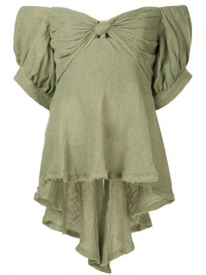 Блузка с открытыми плечами Kitx. Цвет: зеленый