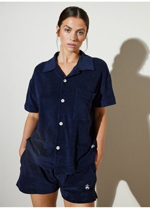 Темно-синяя женская рубашка с воротником Brooks Brothers