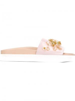 Открытые сандалии с цветочной аппликацией Simone Rocha. Цвет: розовый и фиолетовый