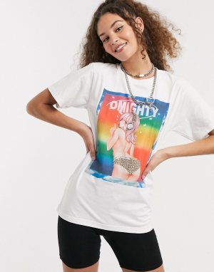 Свободная футболка с принтом девушки в стиле аниме O Mighty-Белый O'Mighty