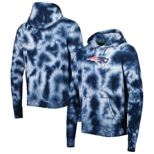 Мужской пуловер с капюшоном темно-синего цвета New England Patriots Team Tie Dye Era