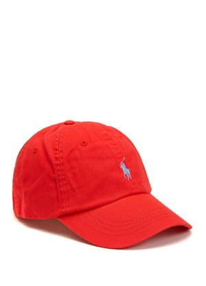 Красная мужская шляпа с логотипом Polo Ralph Lauren