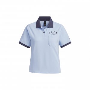 Рубашка поло в рубчик с короткими рукавами и принтом Verbiage, женские топы, светло-розовый, синий IP3942 Adidas