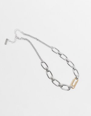 Ожерелье-чокер со скрепкой из комбинированных металлов -Multi Topshop