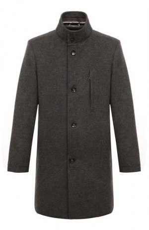 Шерстяное пальто BOSS. Цвет: серый