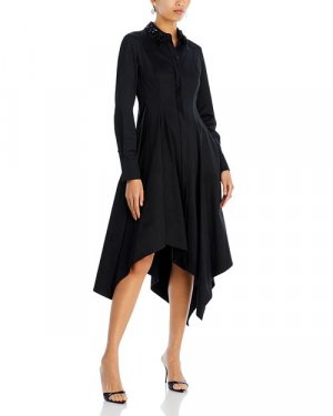 Шелковое платье с украшенным воротником и платком , цвет Black Jason Wu Collection