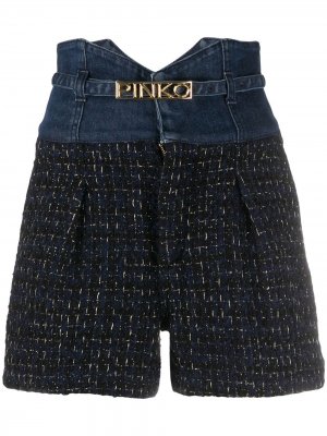 Твидовые шорты с джинсовой вставкой Pinko. Цвет: синий