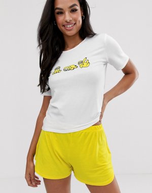 Пижамный комплект из шортов и футболки с дизайном ленивец -Мульти Adolescent Clothing