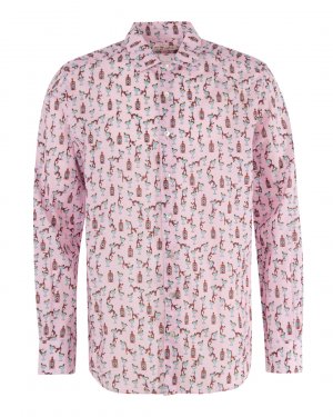 Хлопковая рубашка MC2 Saint Barth. Цвет: розовый+принт
