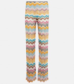 Расклешенные брюки с высокой посадкой и зигзагообразной вязкой , разноцветный Missoni