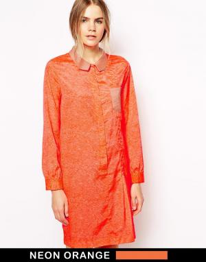 Платье-рубашка с длинными рукавами Le Mont St Michel. Цвет: mandarine