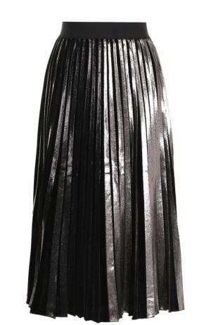 Плиссированная юбка-миди с металлизированной отделкой Nude. Цвет: черный